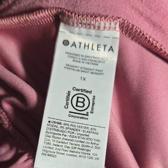 Athleta Dusty Pink Relaxed Athletic Pants Pockets 1X - Picture 8 of 9